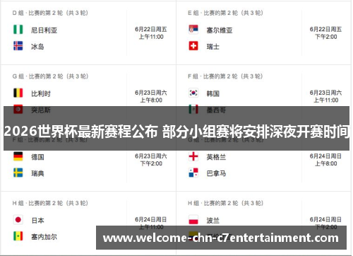 2026世界杯最新赛程公布 部分小组赛将安排深夜开赛时间 2026世界杯最新赛程公布 部分小组赛将安排深夜开赛时间